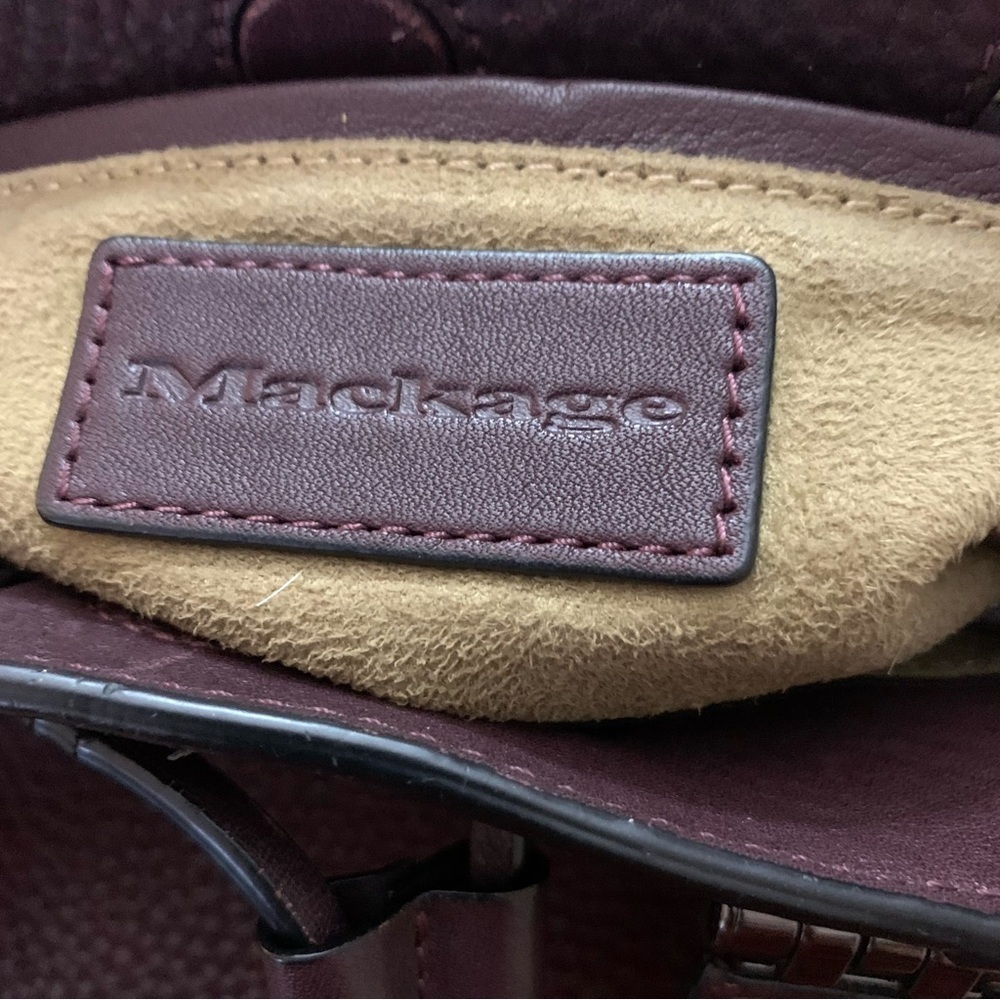 MACKAGE Maroon Pebbled Leather Satchel Bag - Picture 10 of 10